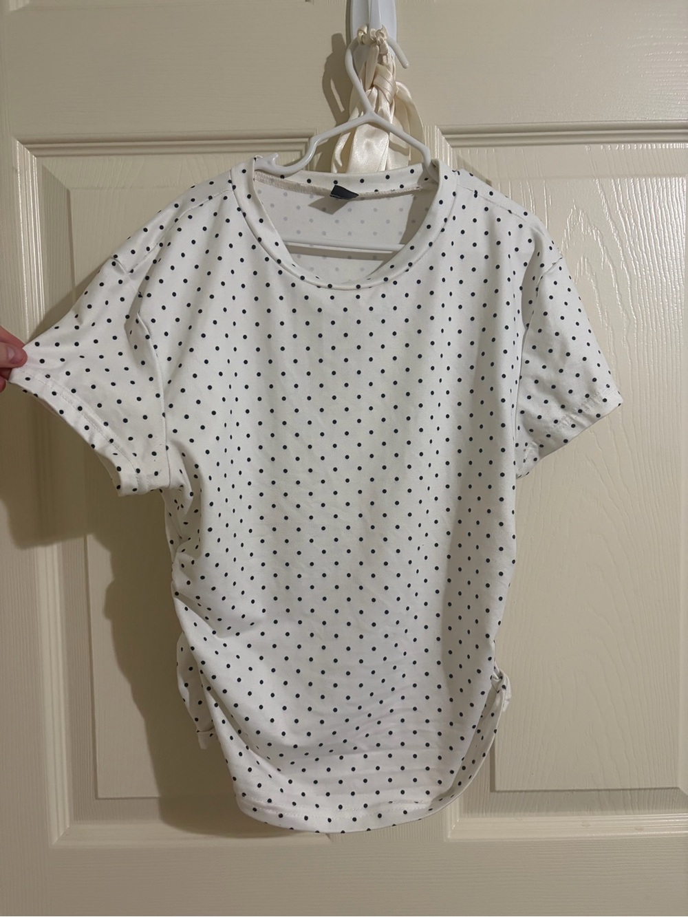 Women’s White Polka Dot Short Sleeve Shirt